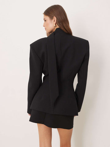 Tailored Scarf Detail Fitted Blazer