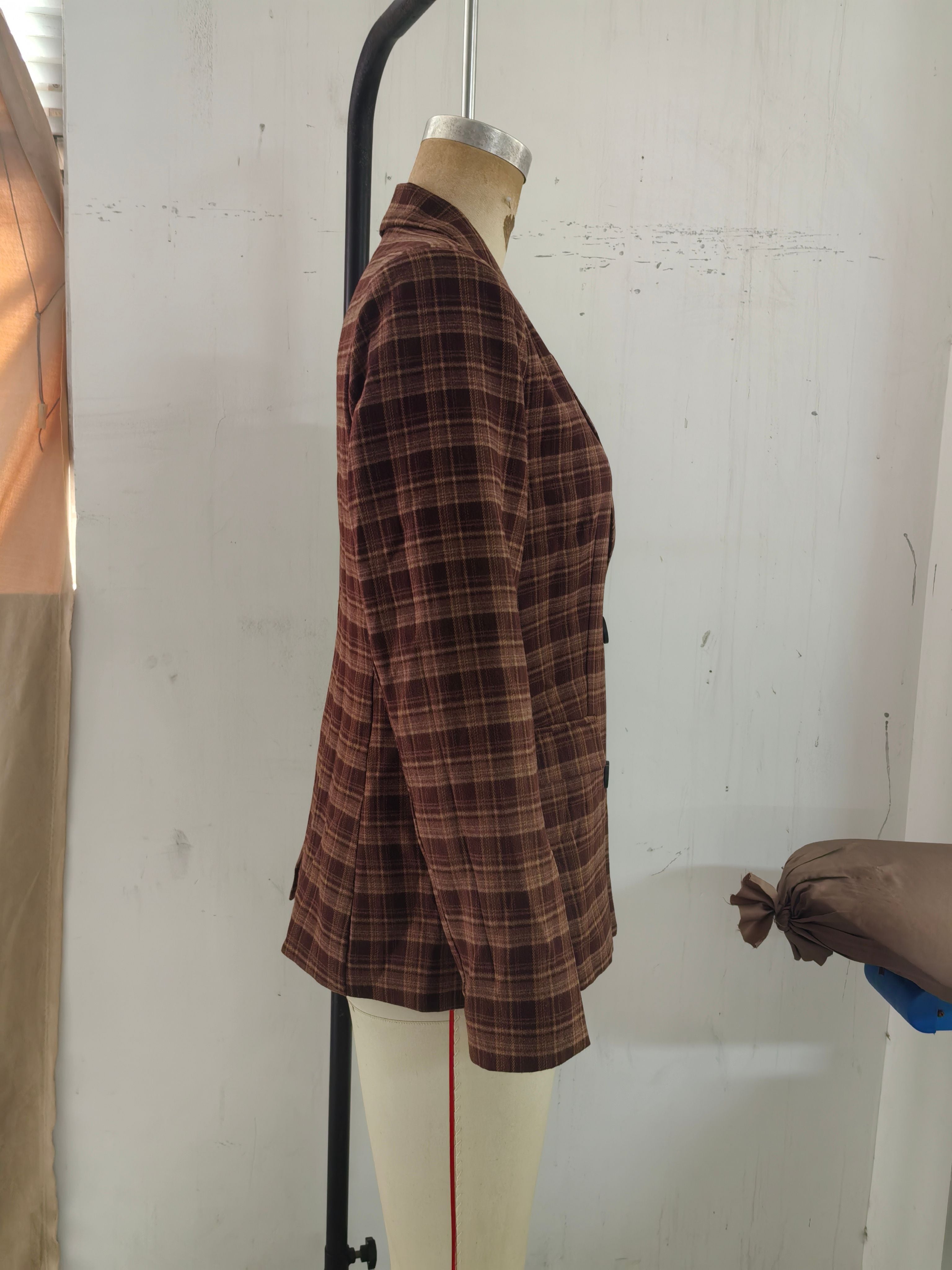 Vintage Plaid Double Breasted Blazer