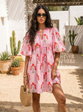 Floral Print Puff Sleeve Mini Dress