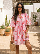 Floral Print Puff Sleeve Mini Dress