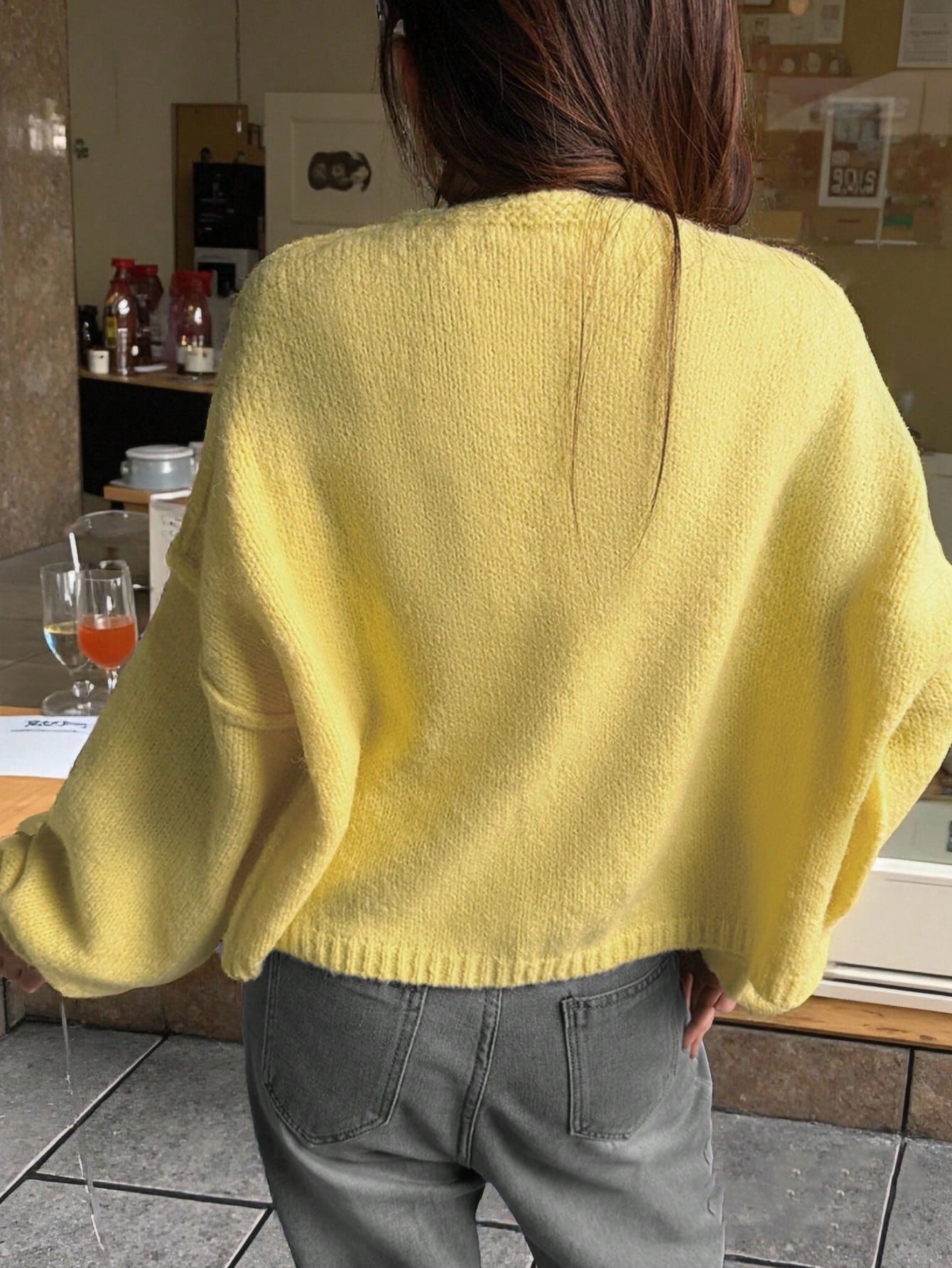 Oversized Chunky Knit Yellow Cardigan