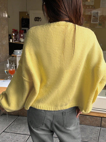 Oversized Chunky Knit Yellow Cardigan