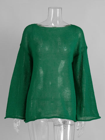 Oversized Lightweight Boat Neck Knit Sweater