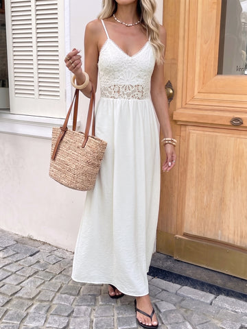 Boho Lace Trim Maxi Dress