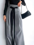 High Waisted Tie Waist Wide Leg Trousers