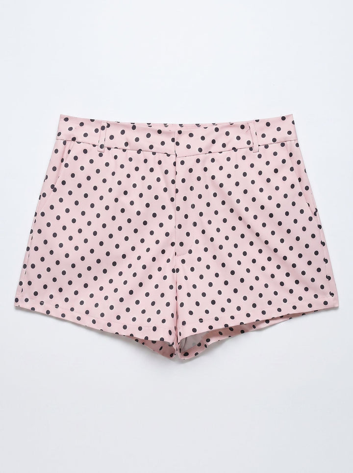 Polka Dot Cropped Stand Collar Jacket