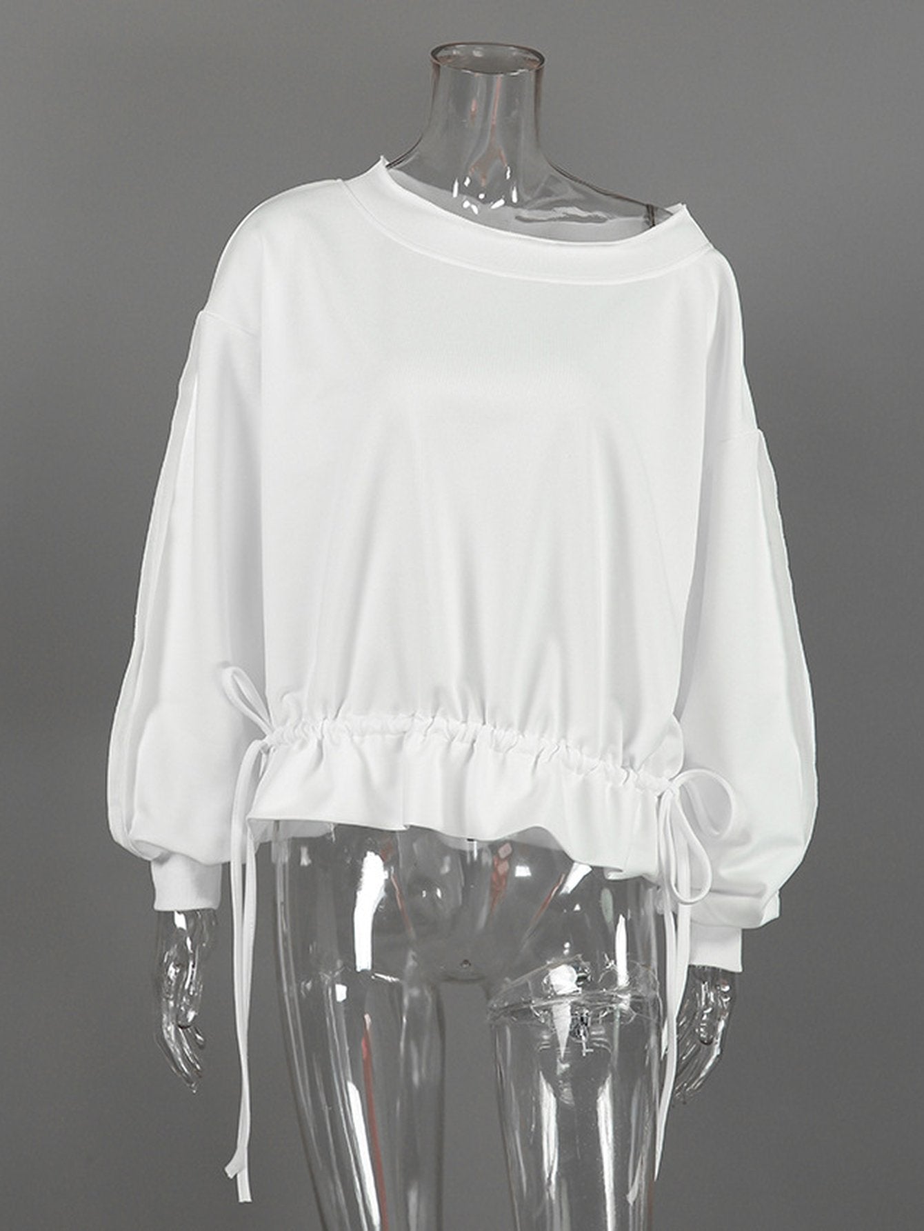 Off The Shoulder Ruffled Hem Sweatshirt