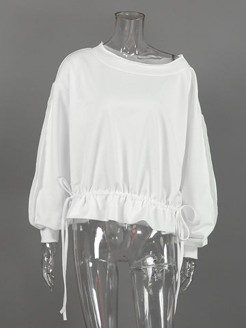 Off The Shoulder Ruffled Hem Sweatshirt