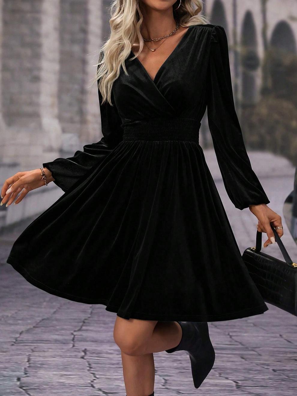 Elegant Velvet Wrap Mini Dress
