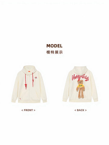 Cute Teddy Bear Graphic Hooded Jacket