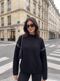 Contrast Stitch Mock Neck Sweater