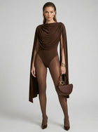 Draped Cape High Slit Elegance Jumpsuit