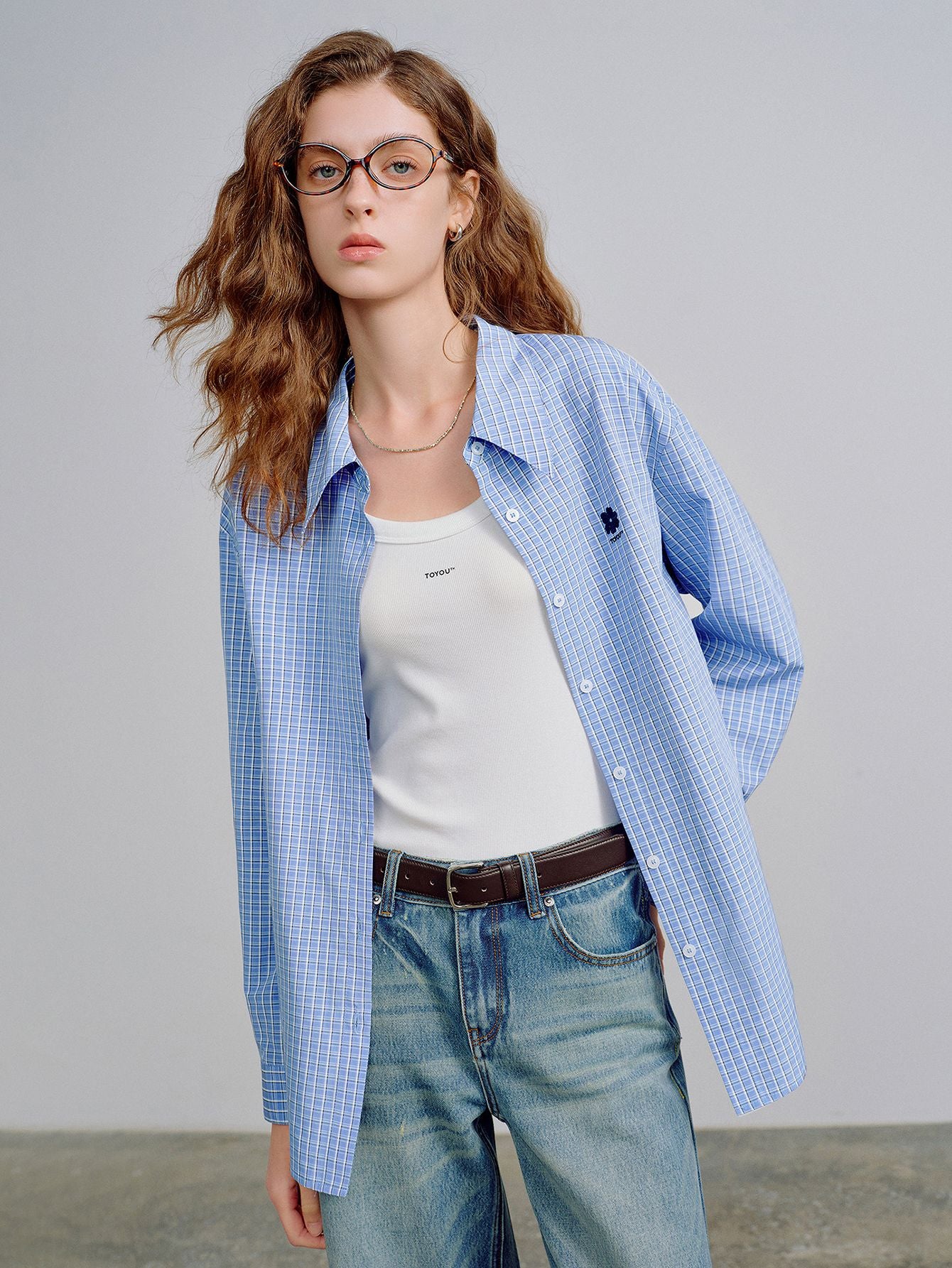 Blue Plaid Button Casual Shirt