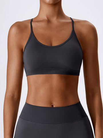 Round Neck Panel Sports Bra