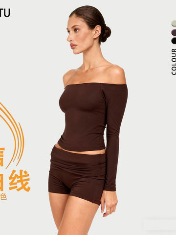 Seamless Off The Shoulder Workout Tee