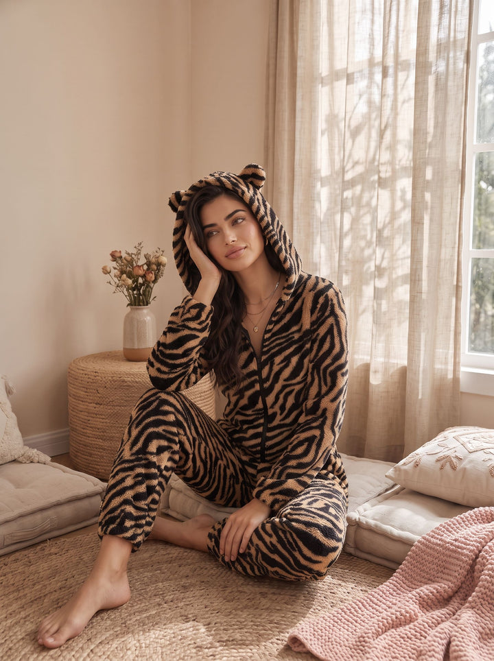 Cozy Plush Tiger Print Onesie