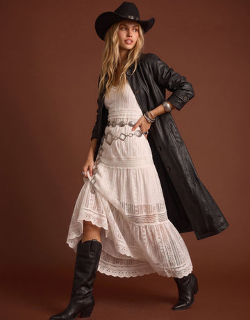 Oversized Button Down Faux Leather Trench