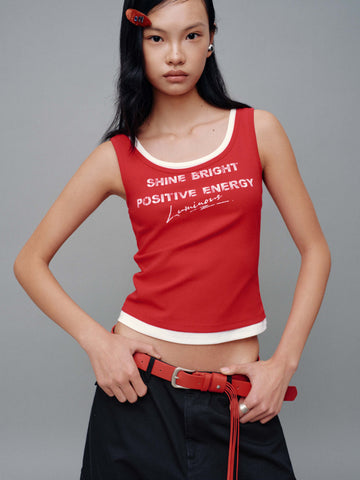 2 In 1 Contrast Printed Tank Tops