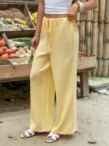 Comfy Gauze Drawstring Wide Leg Pants