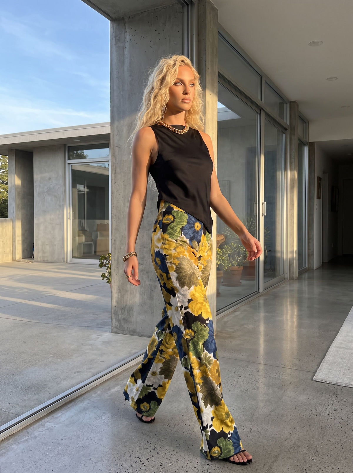ALEXANDRA Vintage Floral Print Pants