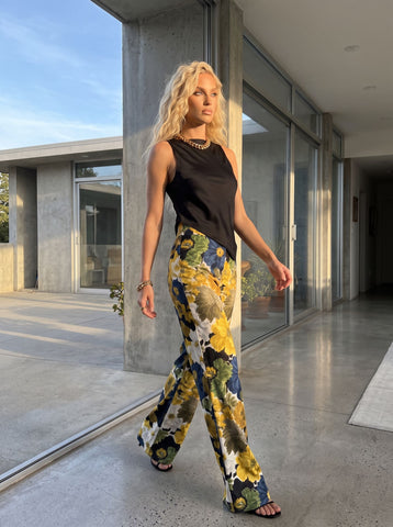 ALEXANDRA Vintage Floral Print Pants