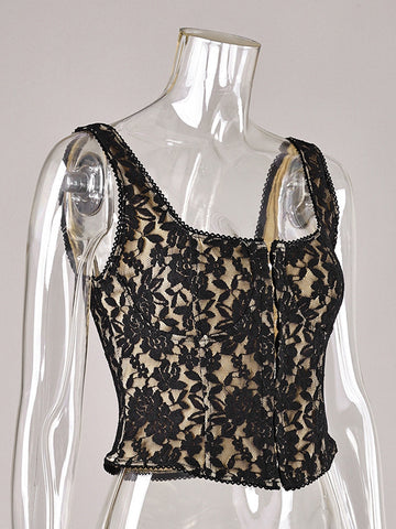 Floral Lace Corset Tank Top