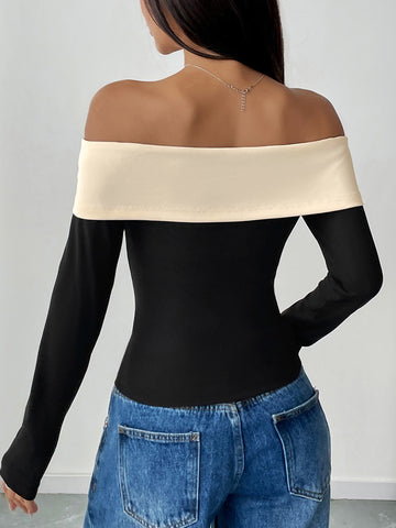 Off Shoulder Bow-Front Flirty T-Shirt