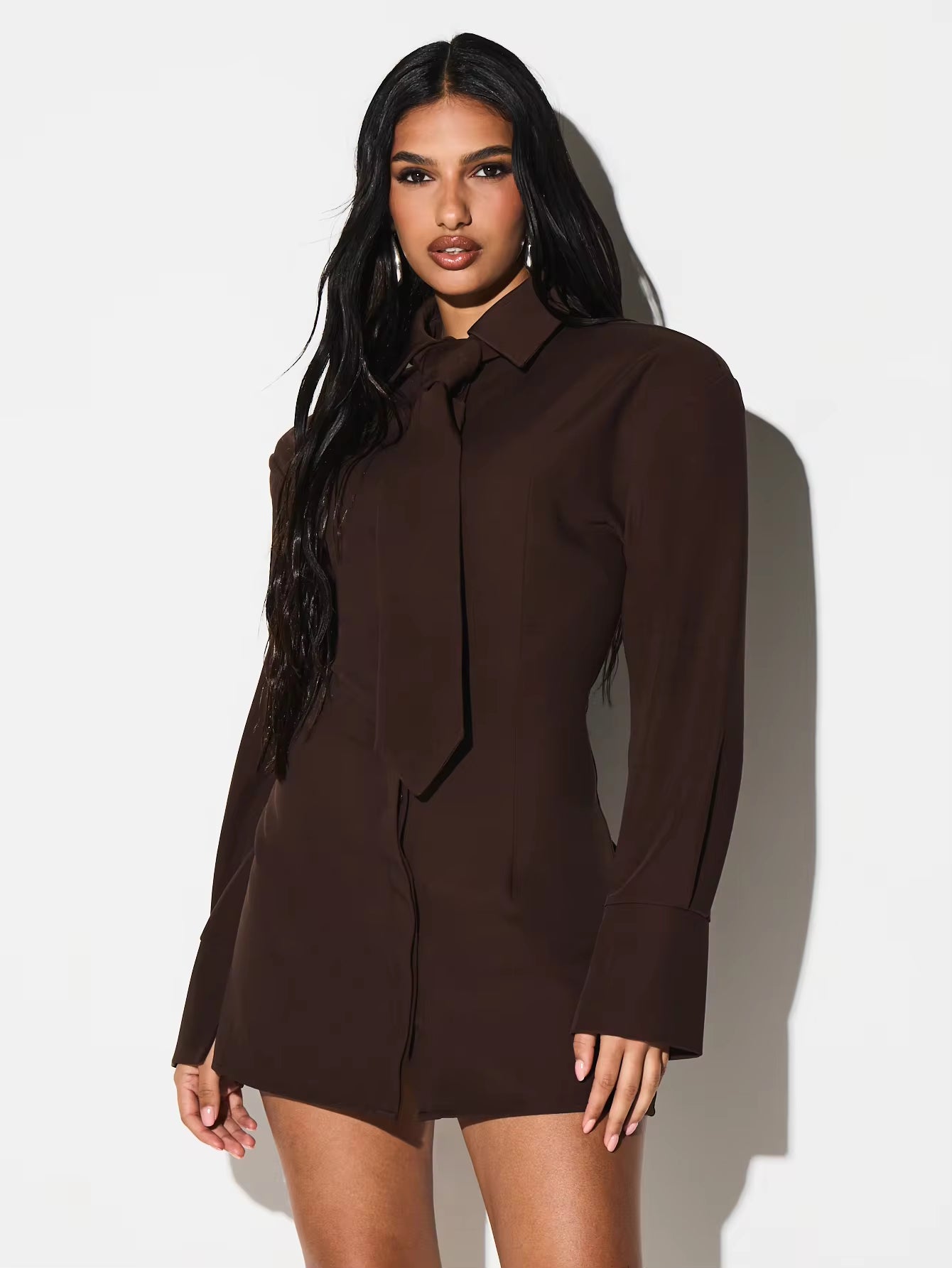 Tailored Tie Front Mini Dress