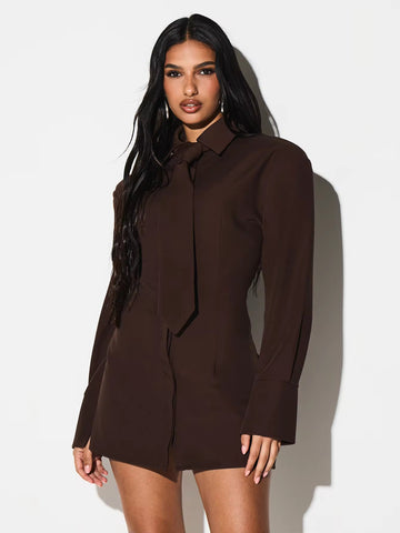 Tailored Tie Front Mini Dress