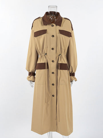 Oversized Colorblock Utility Trench Coat