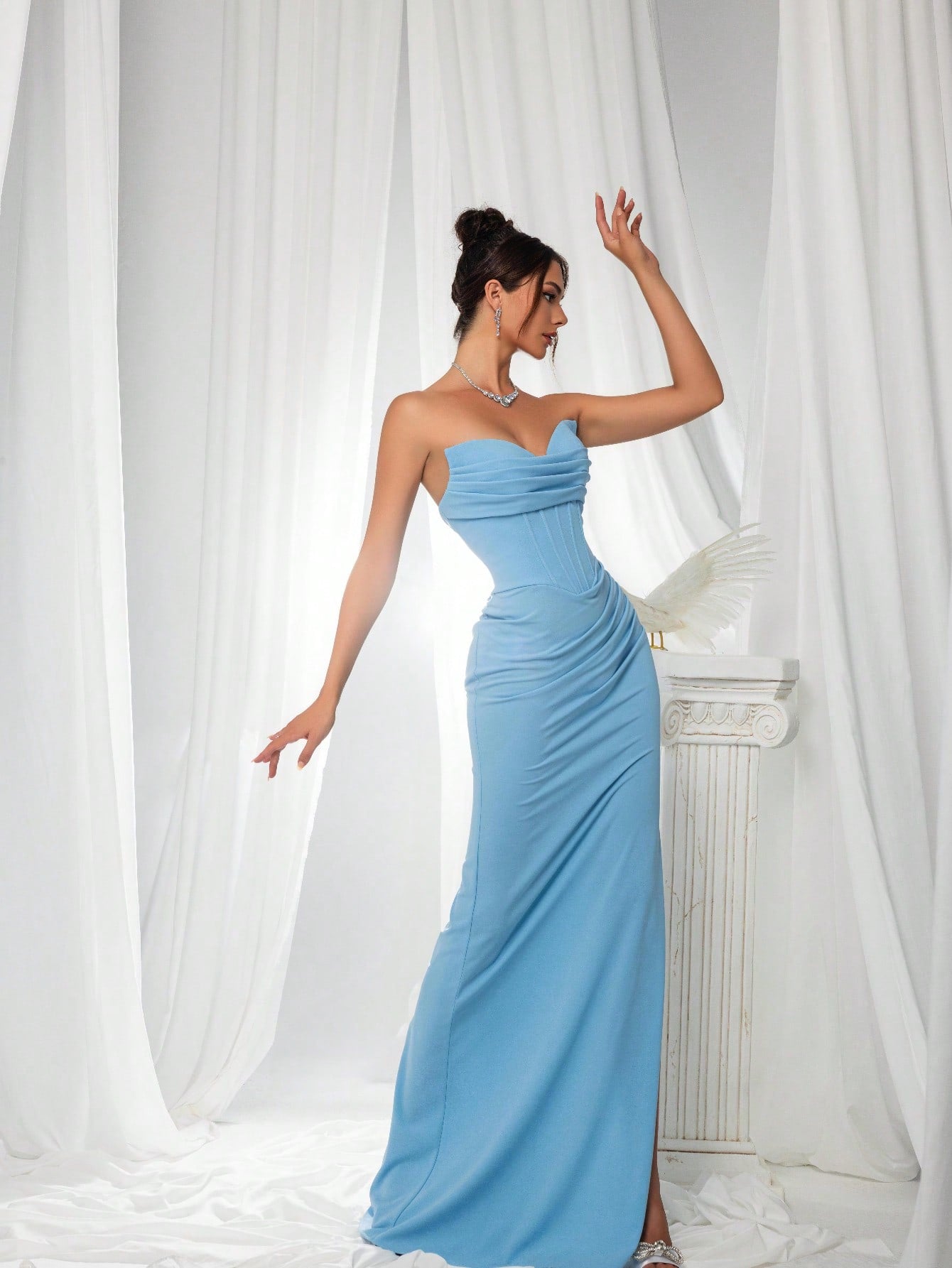 Strapless Corset Slit Maxi Dress