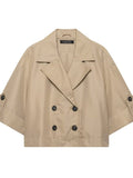 Cropped Double Breasted Trench Coat