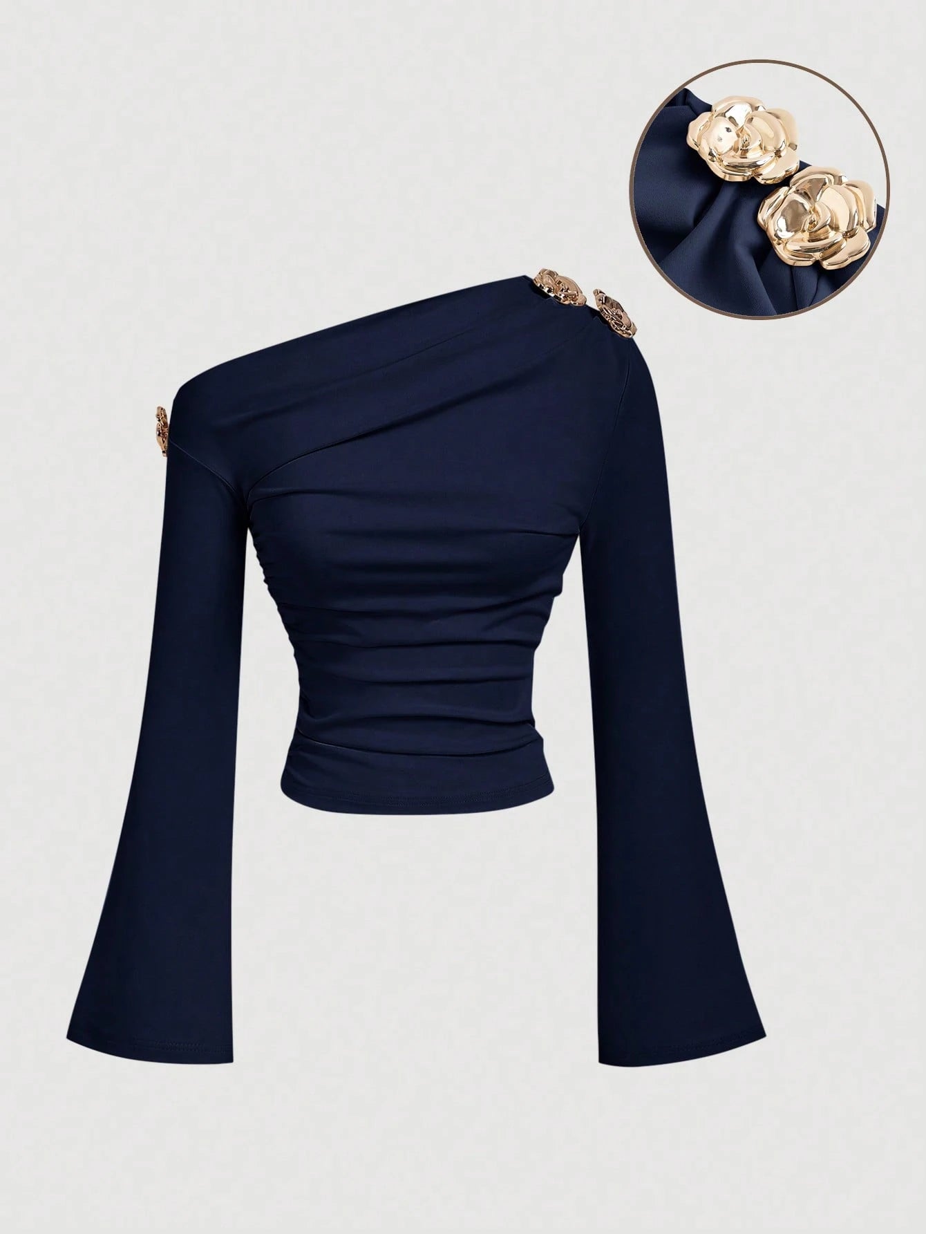 Elegant Ruched One Shoulder Top
