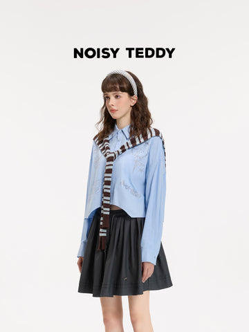 Oversized Layered Graphic Button Down Shirt