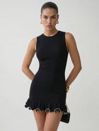 Off Shoulder Petal Hem Sweet Mini Dress