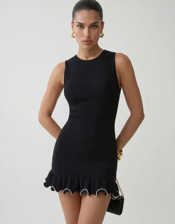 Off Shoulder Petal Hem Sweet Mini Dress