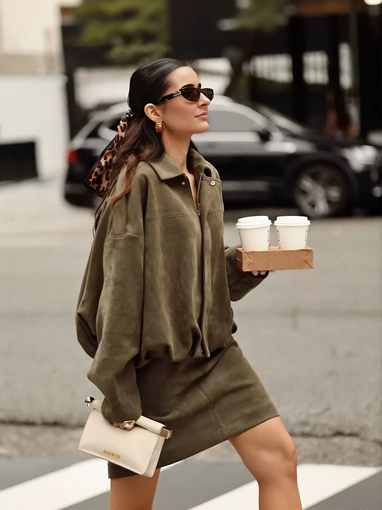 Oversized Suede Bubble Hem Jacket