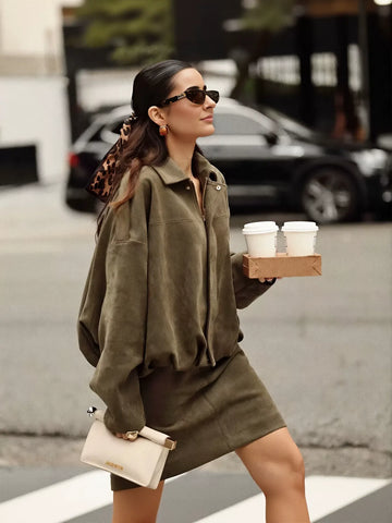 Oversized Suede Bubble Hem Jacket