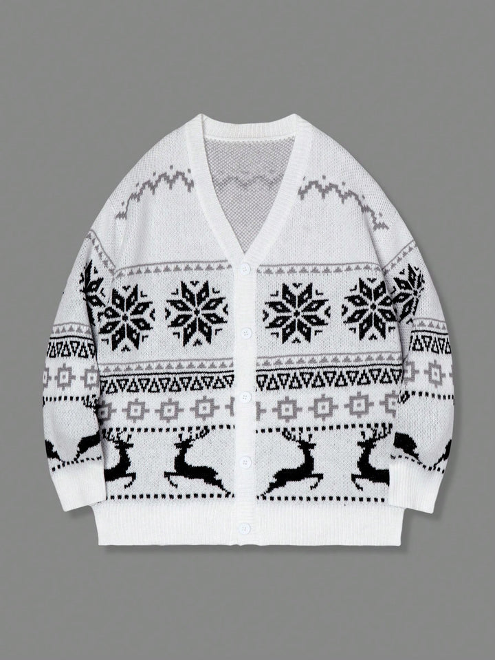 Cozy Oversized Reindeer Christmas Cardigan