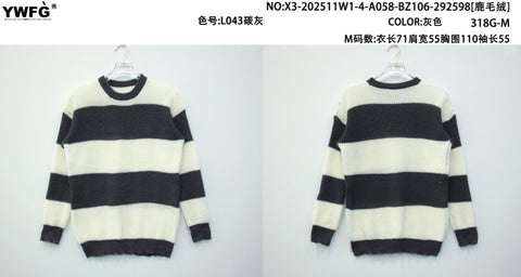Oversized Striped Crewneck Knit Sweater