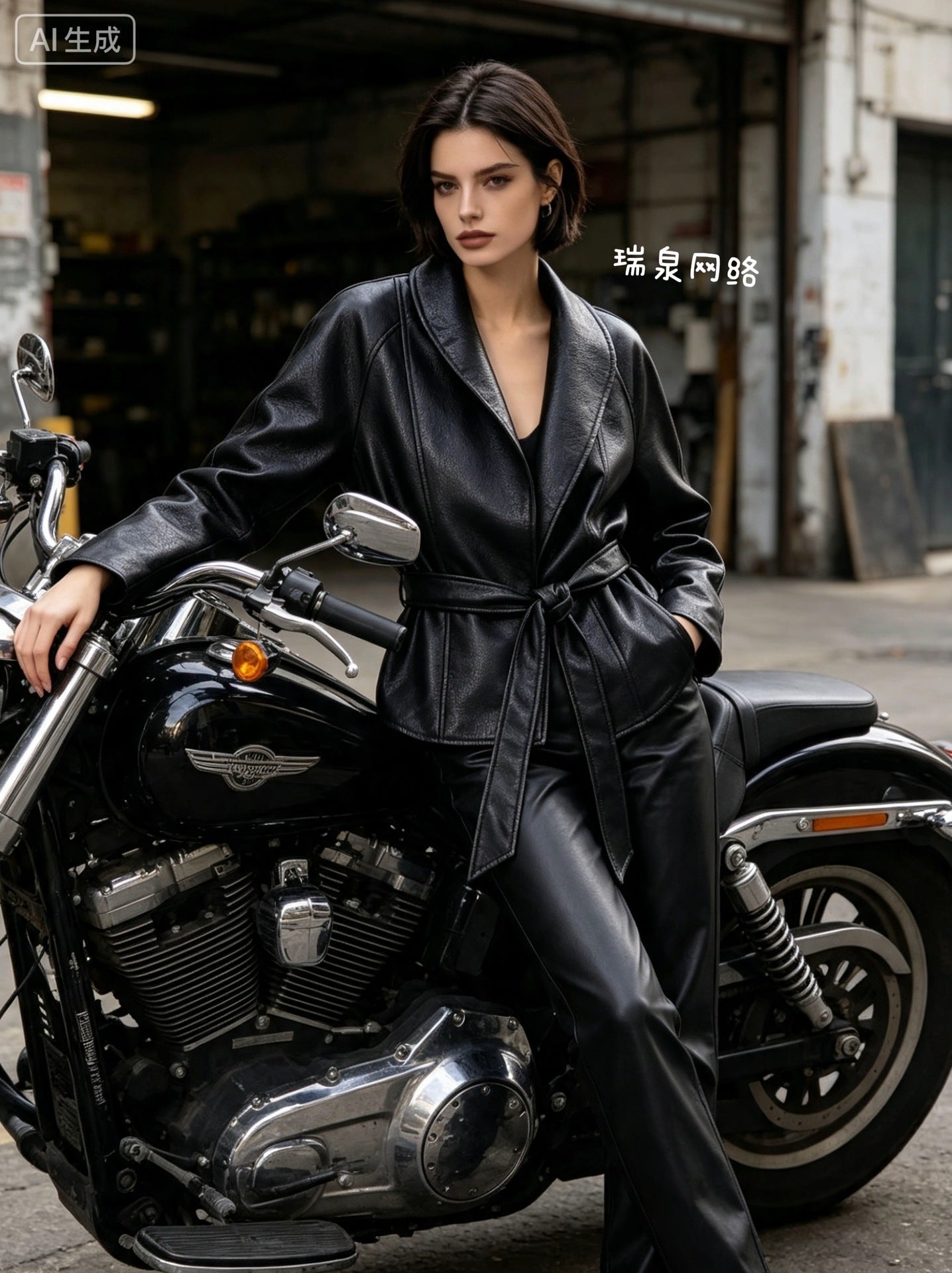 Oversized Belted Faux Leather Jacket