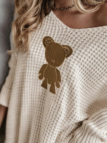 Oversized Teddy Graphic Knit Sweater