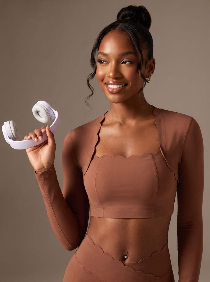 Scalloped Edge Long Sleeve Athletic Shirt