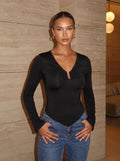 Ruched V Neck Long Sleeve Top
