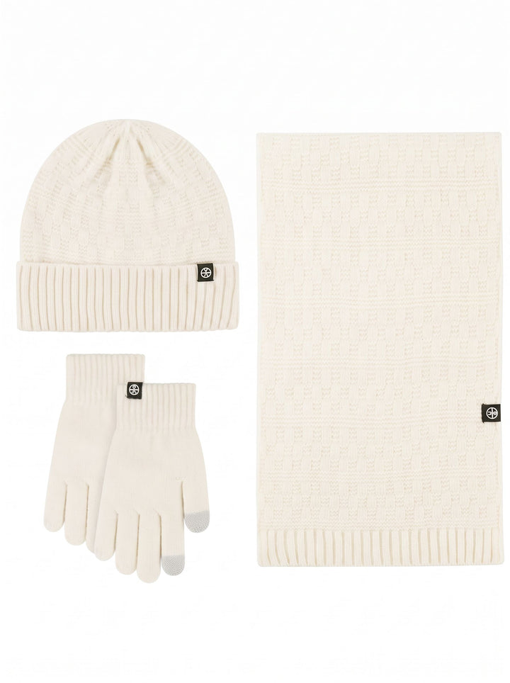Cozy Thermal Winter Knit Beanie Hat 3‑Piece Set