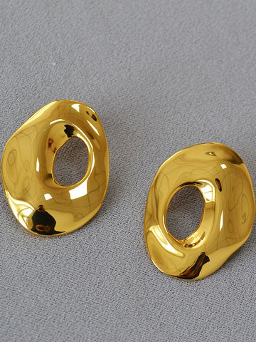 Minimalist Gold Organic Shape Stud Earrings