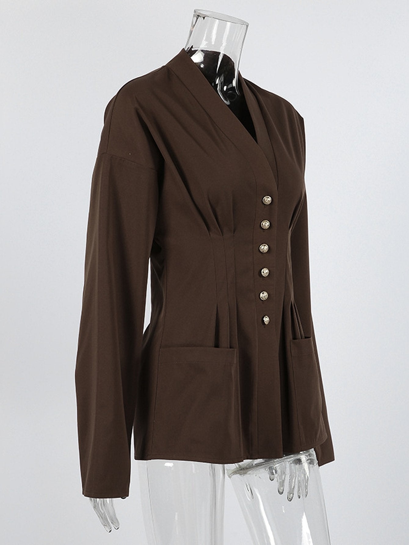 Corset Waist Button Down Shirt