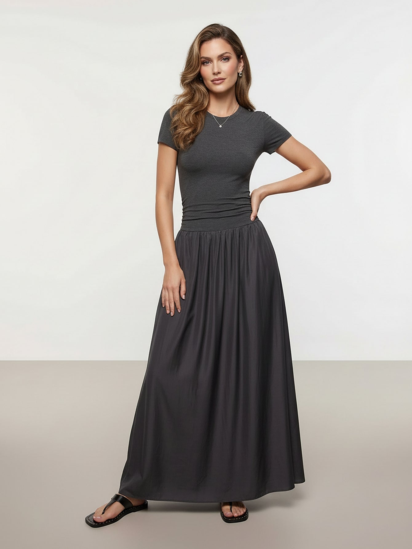 MO&Co. Paneled Detail Maxi Dress
