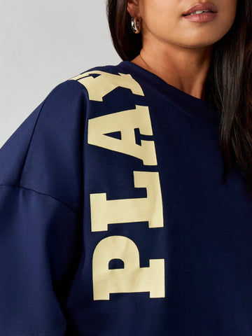 Oversized Graphic Play Print Sweatshirt
