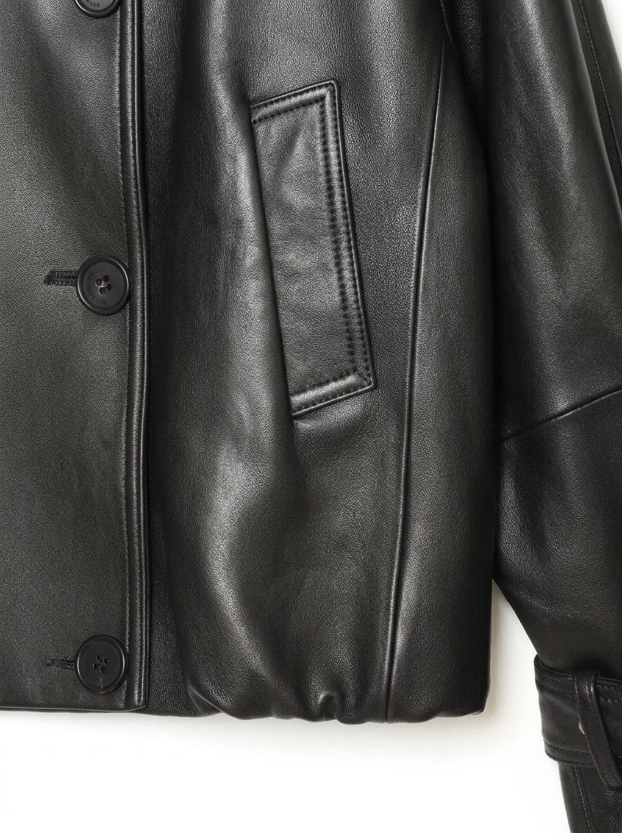 Oversized Double Breasted Leather Jacket
